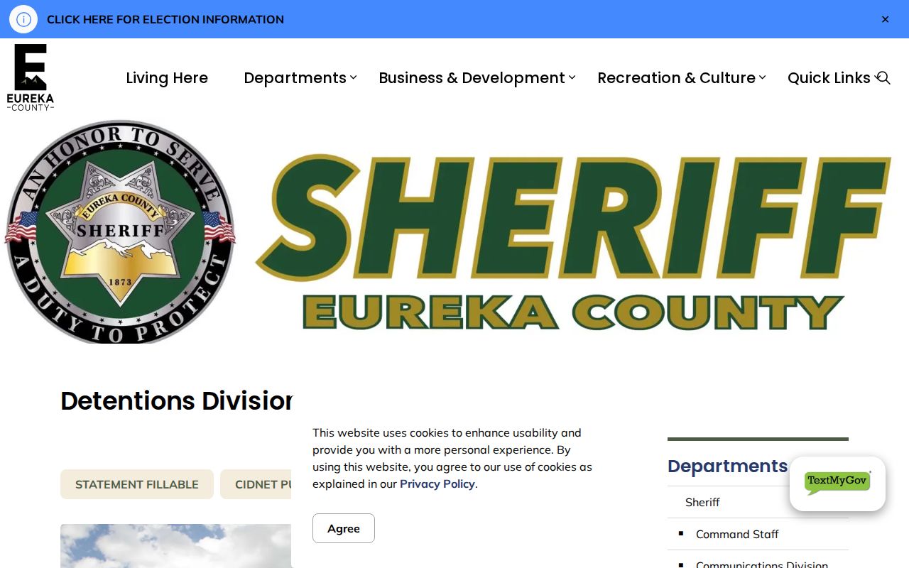 Eureka County Justice Facility release records source